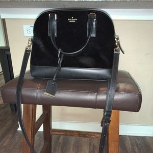 black Kate Spade velvet tote